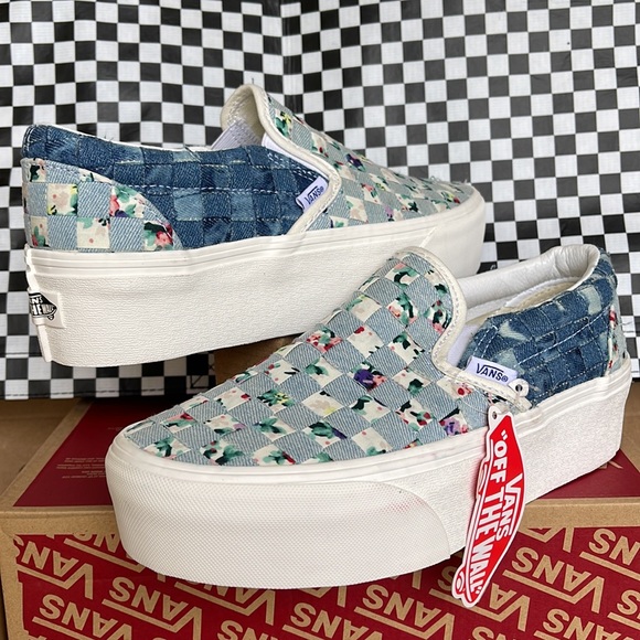 Vans Classic Slip On Platforms WMNS Woven Denim/Floral - Picture 9 of 16
